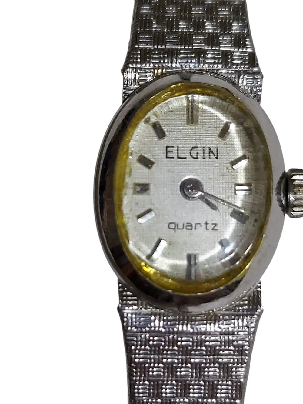 Vintage Elgin Women's Silver-Tone Quartz Watch with Gold Accent Working
